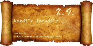 Kazár István névjegykártya