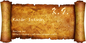 Kazár István névjegykártya